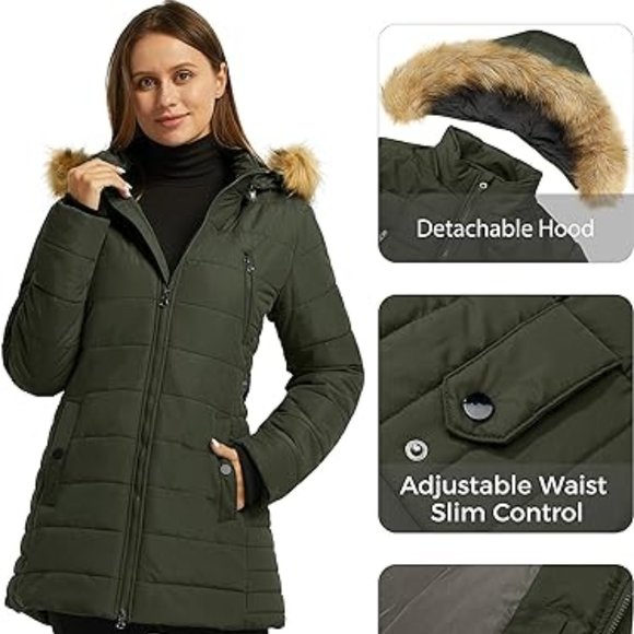 Women's Warm Winter Coat Heavy Puffer Jacket Parka with Fur Trimmed‎ Hood